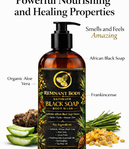 Authentic African Black Soap Body Wash 8oz