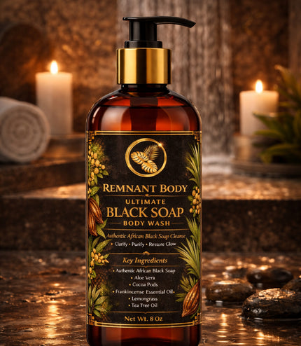 Authentic African Black Soap Body Wash 8oz